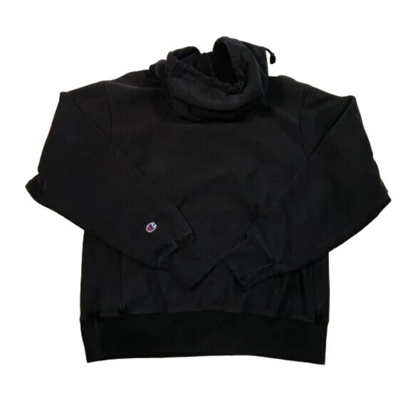 Champion Reverse Weave Hoodie Size Medium Vintage Black Long Sleeve Unisex - Picture 3 of 4
